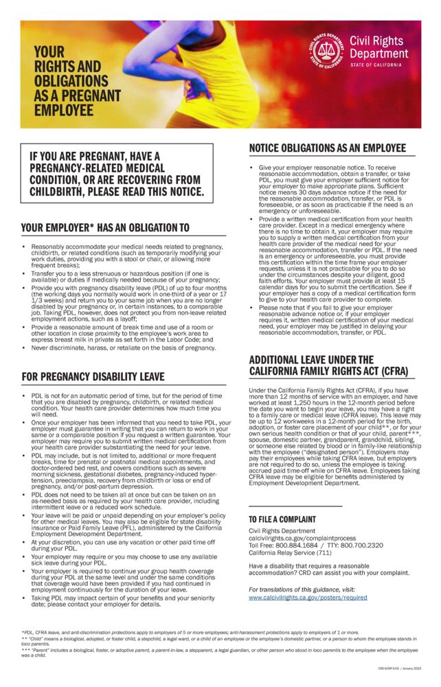 Pregnant Employee Rights